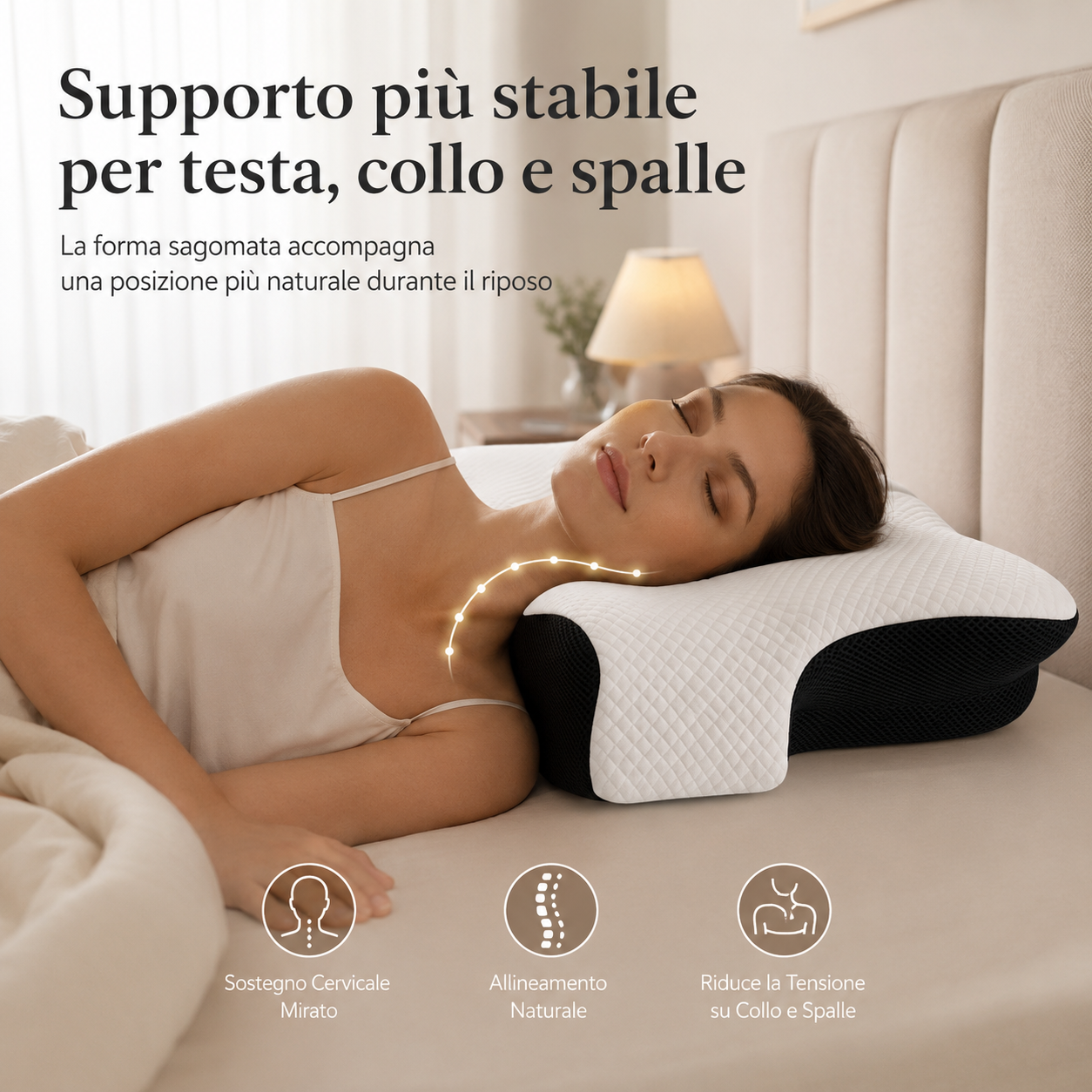Cuscino Cervicale Ergonomico – Supporto per Collo e Spalle
